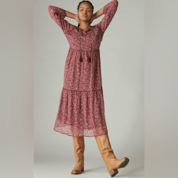 NWT Lucky Brand floral peasant maxi dress XXL - Picture 1 of 11